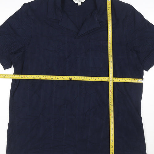 Marks and Spencer Autograph Men's Navy Cotton Short Sleeve Polo L