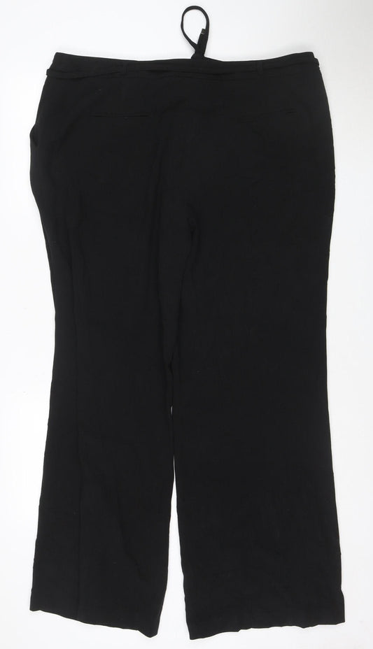 Betty Jackson Black Women’s Wide-Leg Black Trousers Size 18 Wool Blend