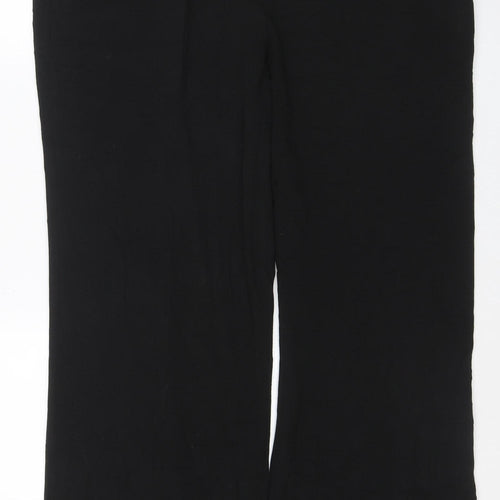 Betty Jackson Black Women’s Wide-Leg Black Trousers Size 18 Wool Blend