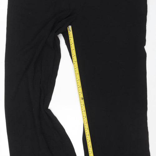 Betty Jackson Black Women’s Wide-Leg Black Trousers Size 18 Wool Blend