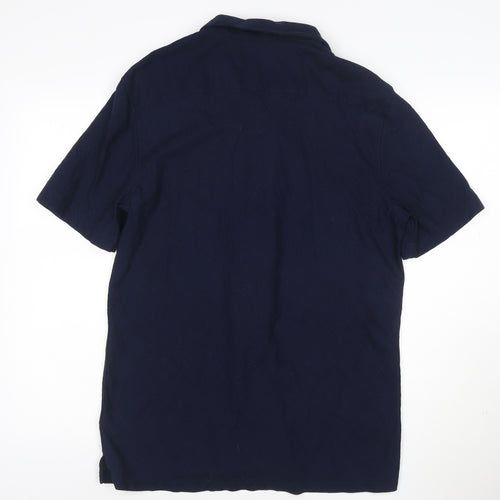 Marks and Spencer Autograph Men's Blue L Short Sleeve Cotton Button-Up Shirt