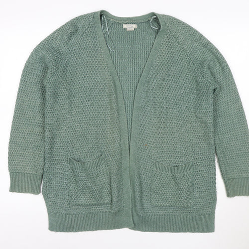 Fat Face Women's Green Cotton Knit Long Sleeve Cardigan Size 12
