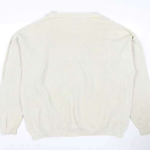 Eddie Bauer Men's Ivory Cotton Crew Neck Pullover Jumper L