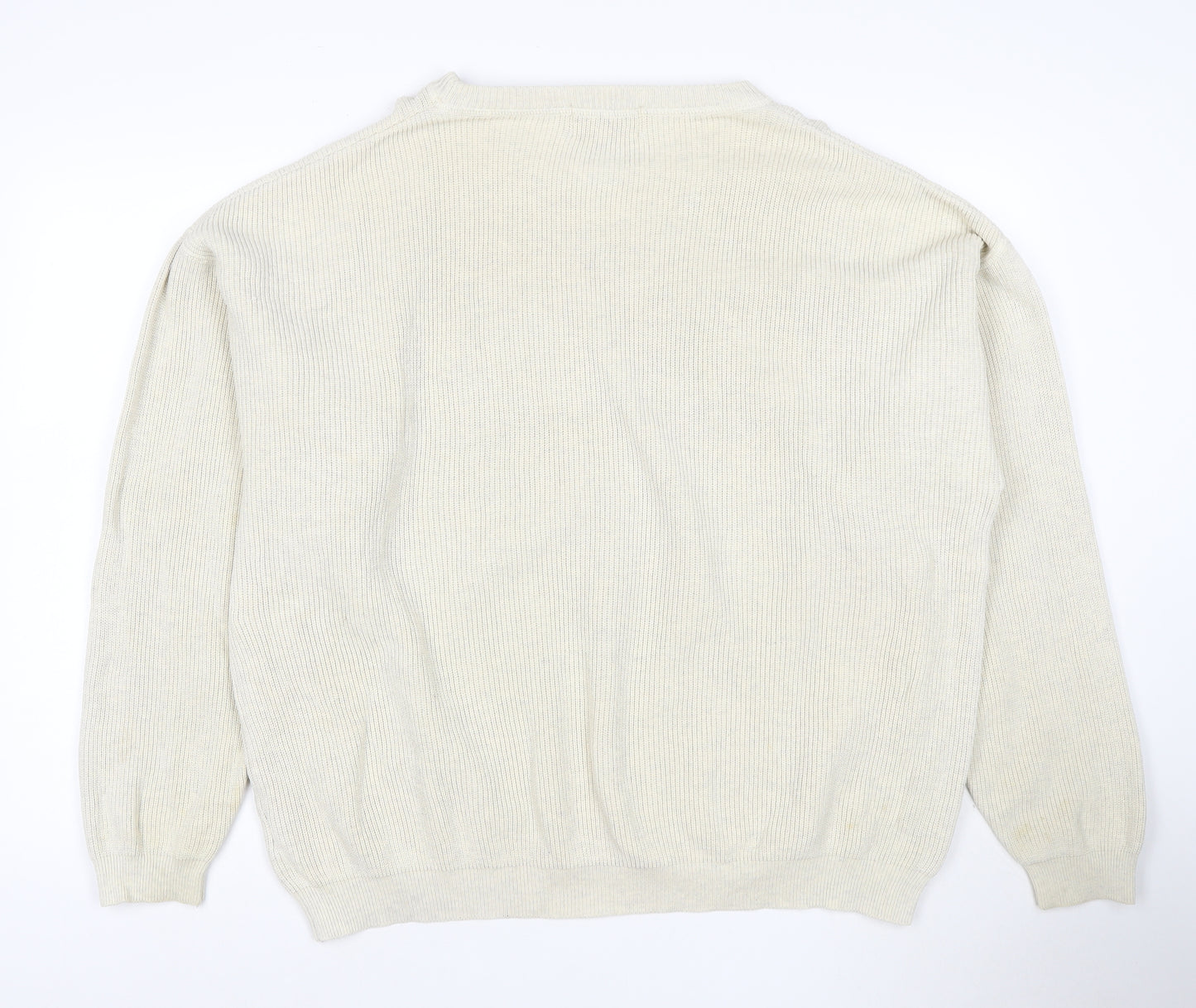 Eddie Bauer Men's Ivory Cotton Crew Neck Pullover Jumper L