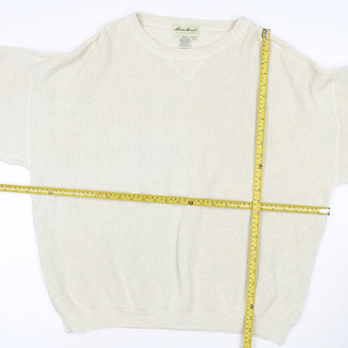 Eddie Bauer Men's Ivory Cotton Crew Neck Pullover Jumper L