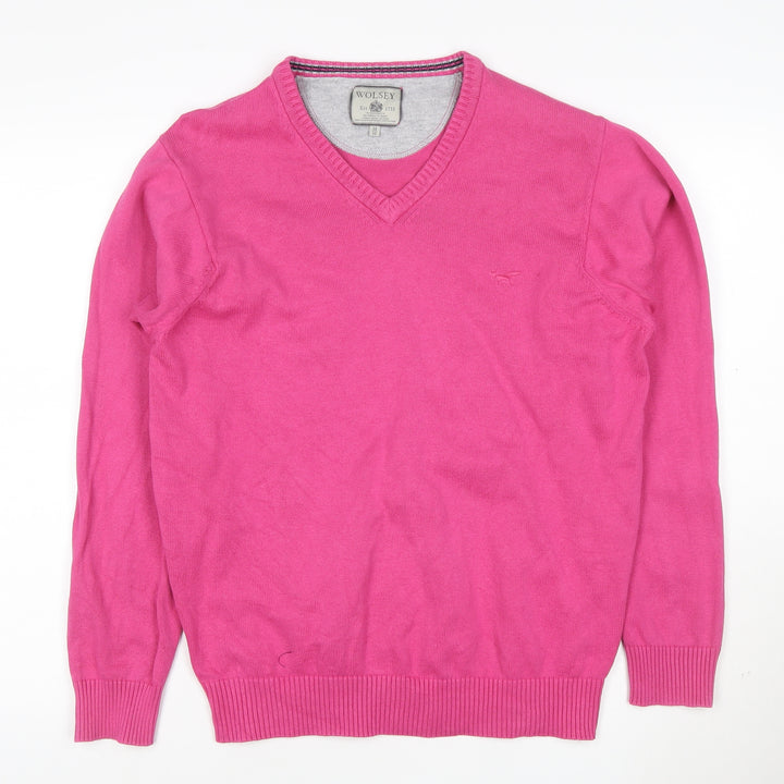 Wolsey Men's Pink Cotton V-Neck Jumper Size M