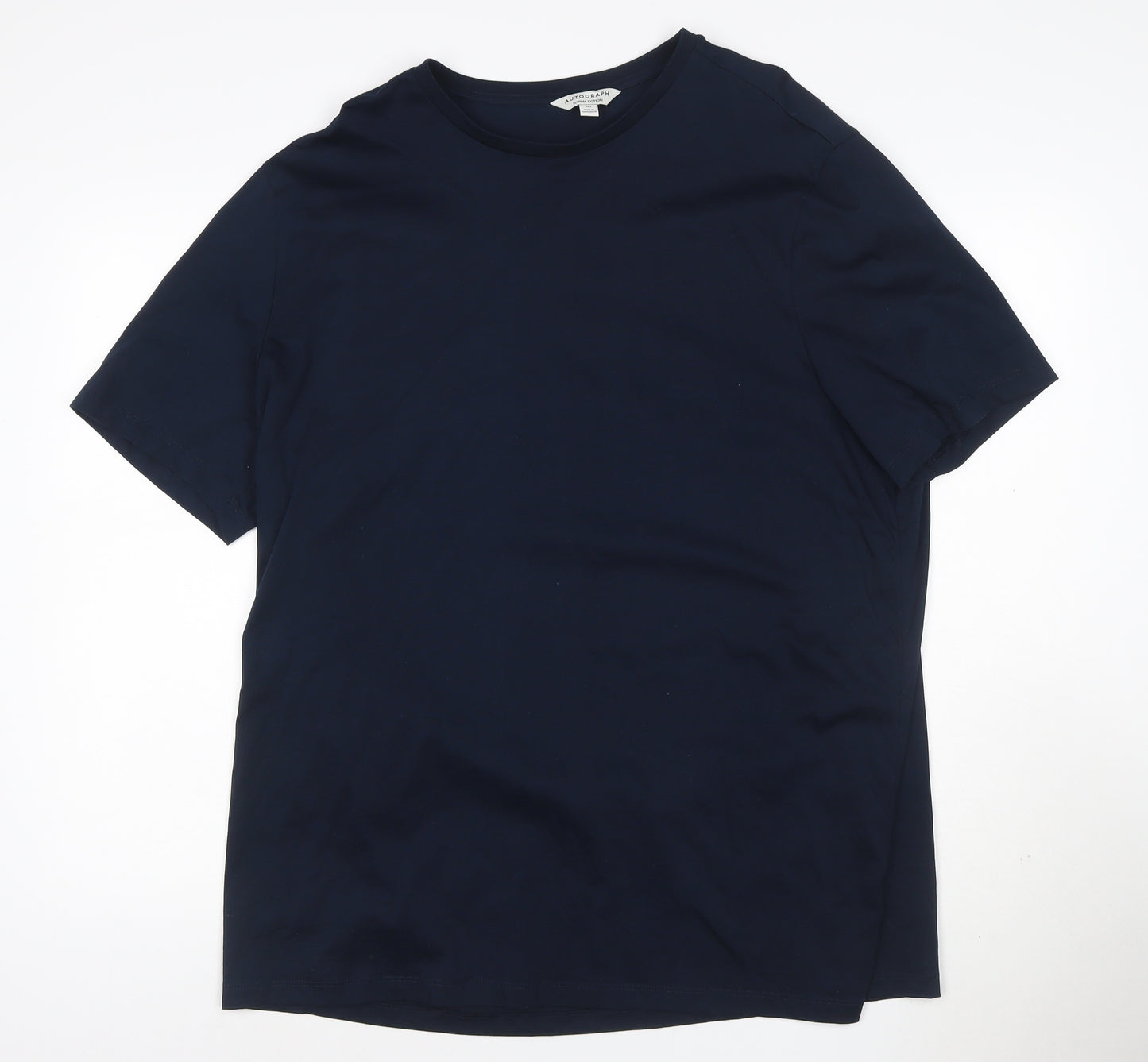 Marks and Spencer Autograph Men's Navy Supima Cotton 3XL Crew Neck T-Shirt