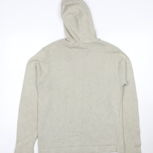 Burton Men’s Beige Full Zip Hooded Knit Jumper Size M