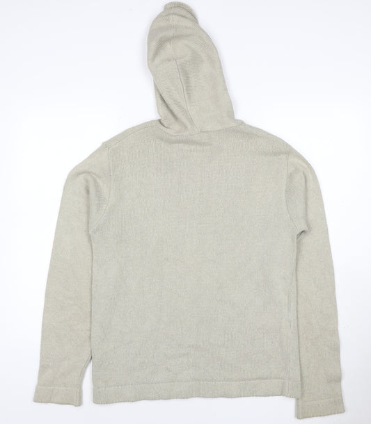 Burton Men’s Beige Full Zip Hooded Knit Jumper Size M