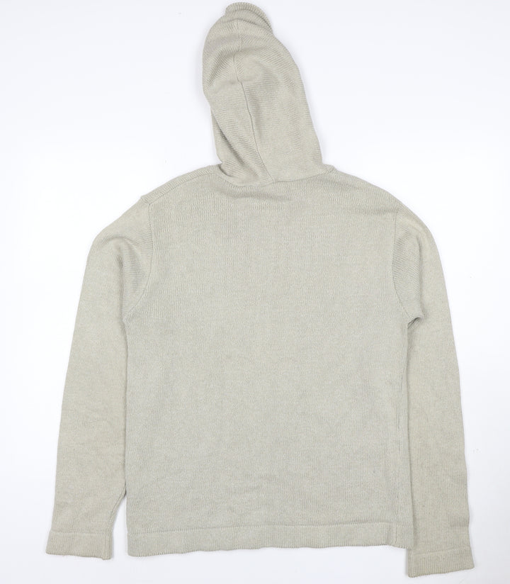 Burton Men’s Beige Full Zip Hooded Knit Jumper Size M