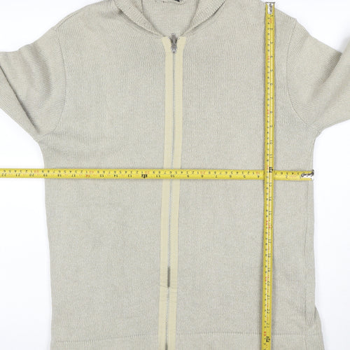 Burton Men’s Beige Full Zip Hooded Knit Jumper Size M