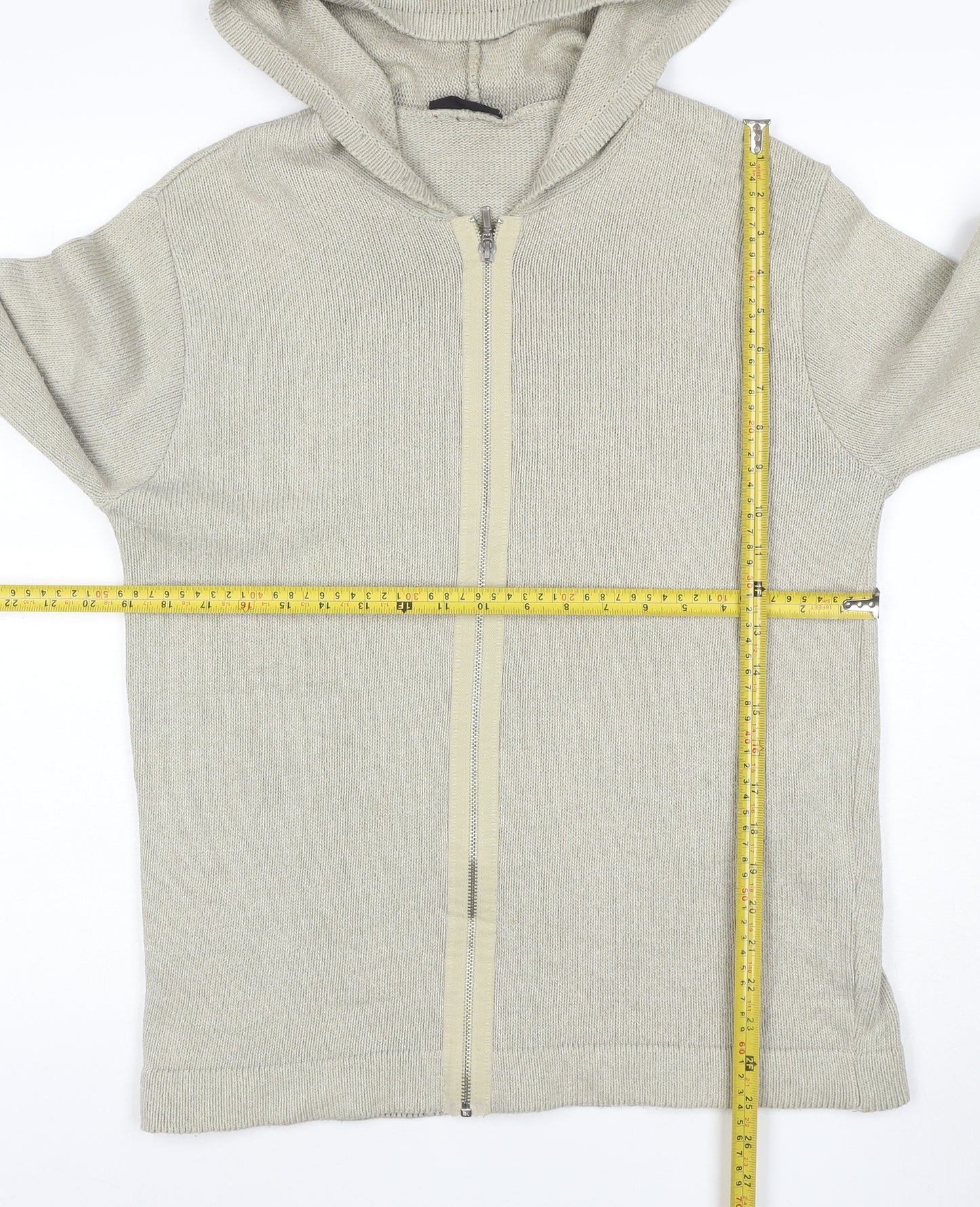 Burton Men’s Beige Full Zip Hooded Knit Jumper Size M
