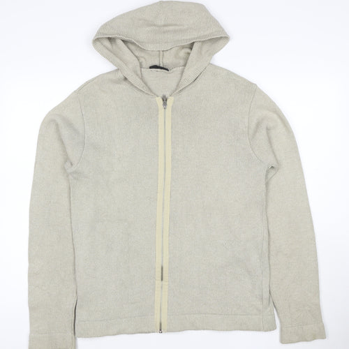 Burton Men’s Beige Full Zip Hooded Knit Jumper Size M