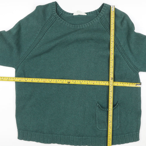 Seasalt Women Green Organic Cotton Crew Neck 3/4 Sleeve Jumper Size 16