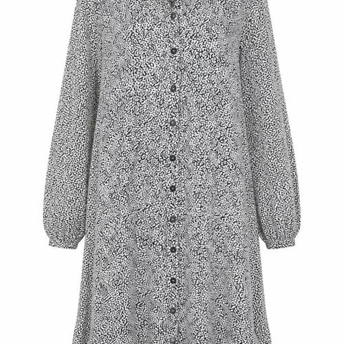 Albaray Womens Black Floral Cotton Long Sleeve Midi Shirt Dress Size 10