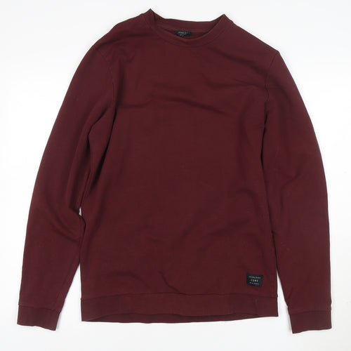 Jack & Jones Men's Red Crew Neck Long Sleeve Pullover Sweatshirt S
