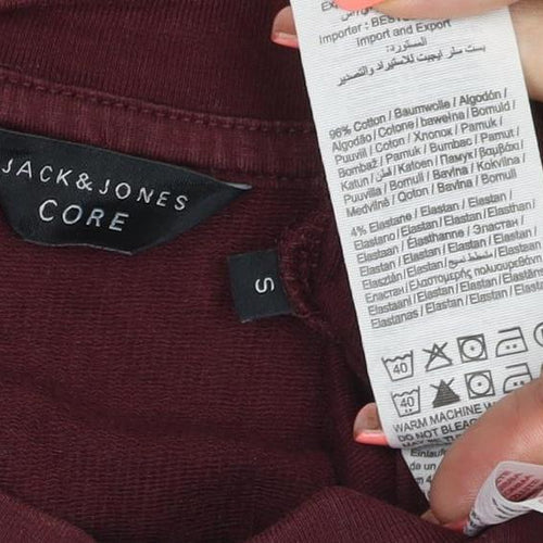 Jack & Jones Men's Red Crew Neck Long Sleeve Pullover Sweatshirt S