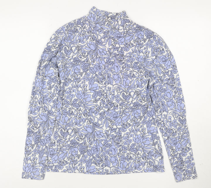 Marks and Spencer Women's Multicoloured Floral Mock Neck Long Sleeve Top Size 10
