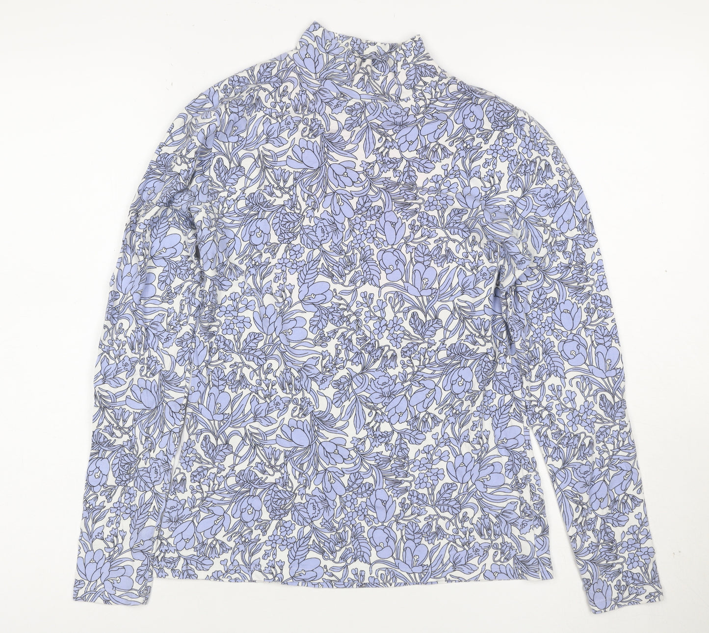 Marks and Spencer Women's Multicoloured Floral Mock Neck Long Sleeve Top Size 10