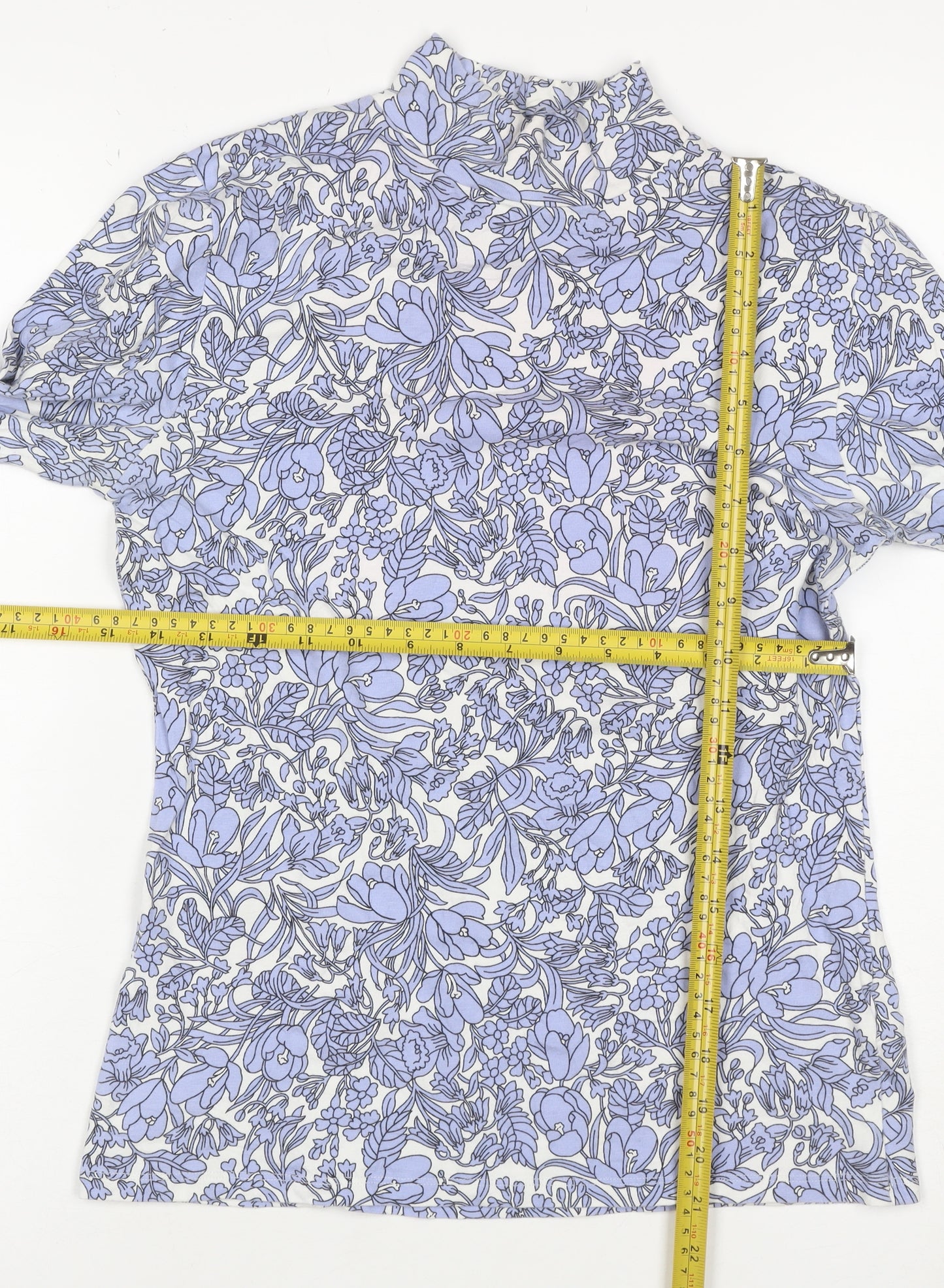 Marks and Spencer Women's Multicoloured Floral Mock Neck Long Sleeve Top Size 10