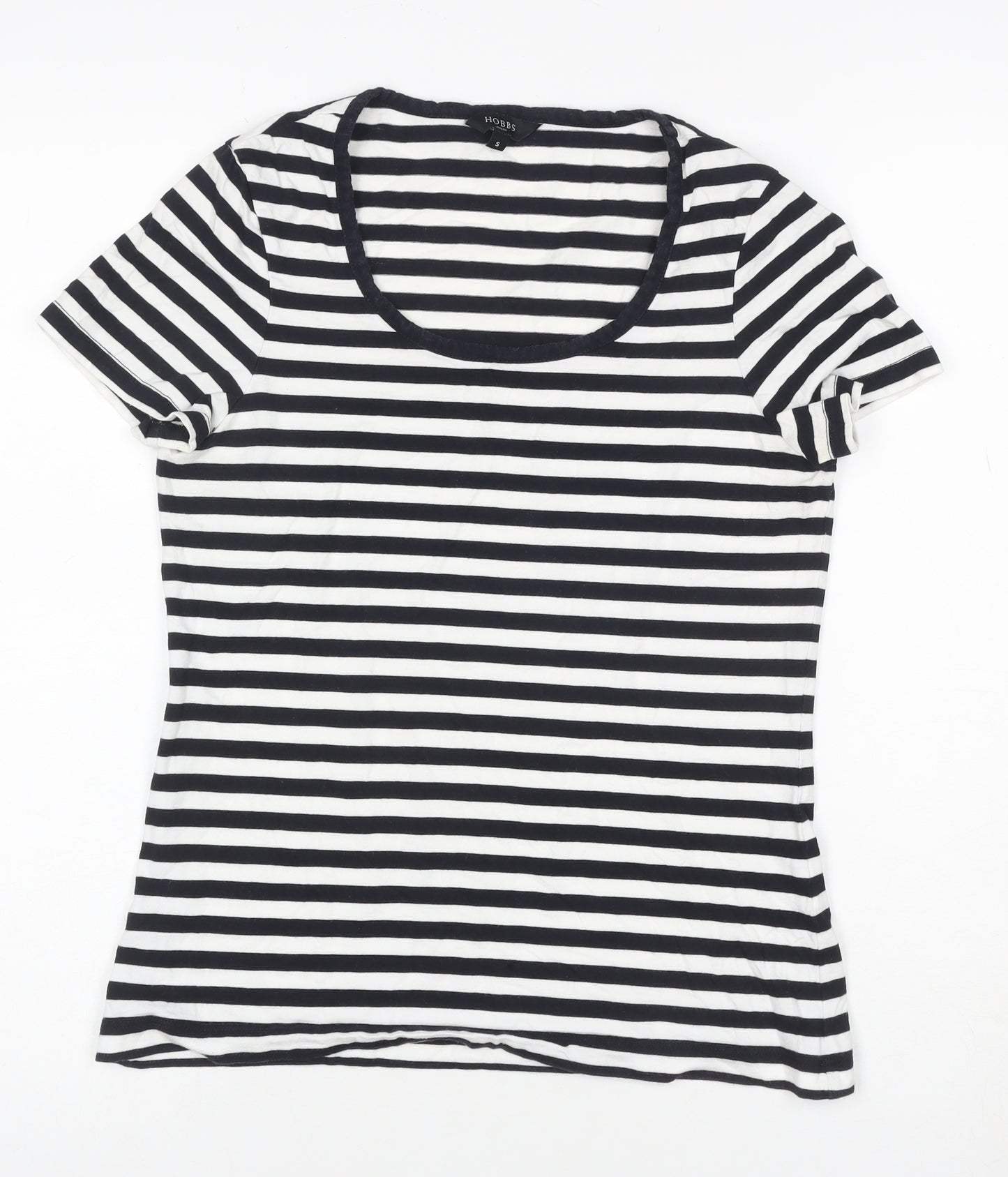 Hobbs Women’s Black White Striped Jersey T-Shirt Size S