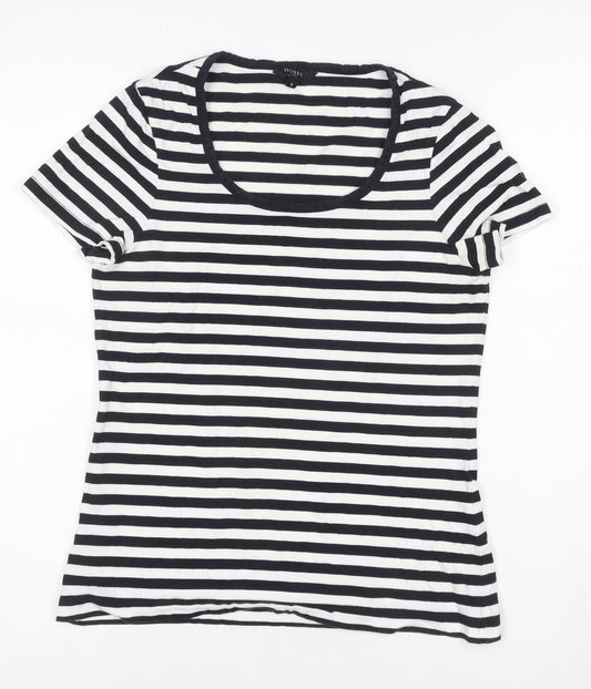 Hobbs Women’s Black White Striped Jersey T-Shirt Size S