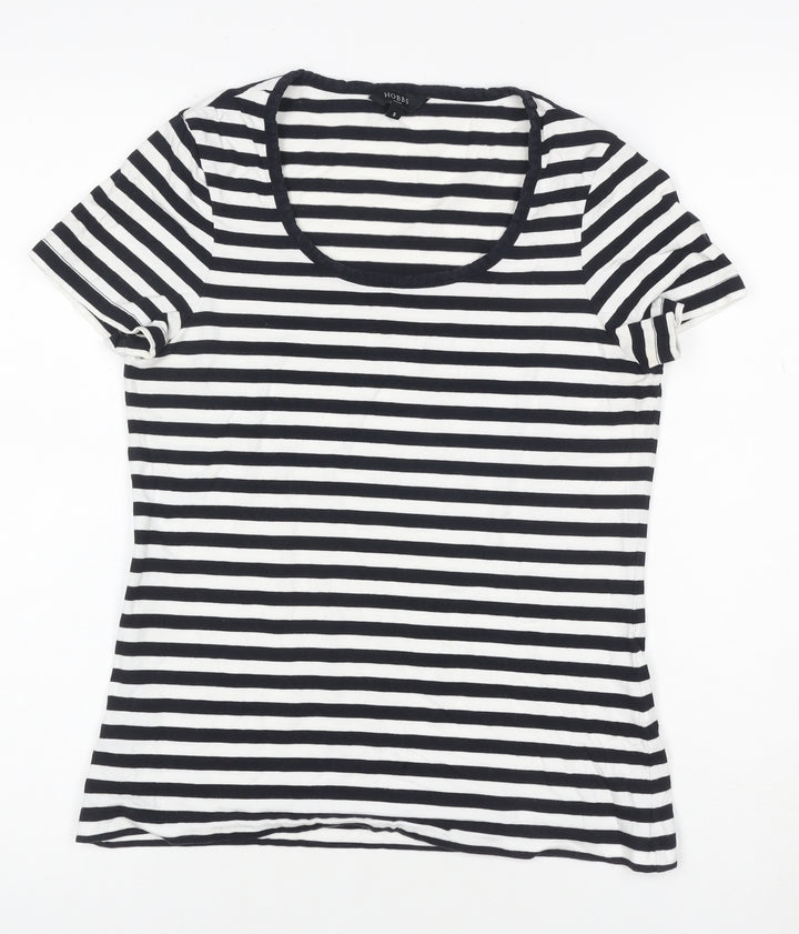 Hobbs Women’s Black White Striped Jersey T-Shirt Size S
