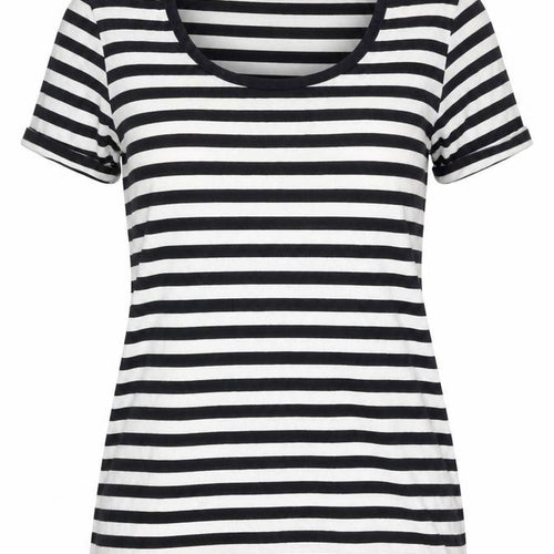 Hobbs Women’s Black White Striped Jersey T-Shirt Size S