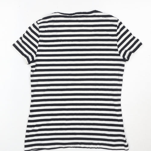 Hobbs Women’s Black White Striped Jersey T-Shirt Size S