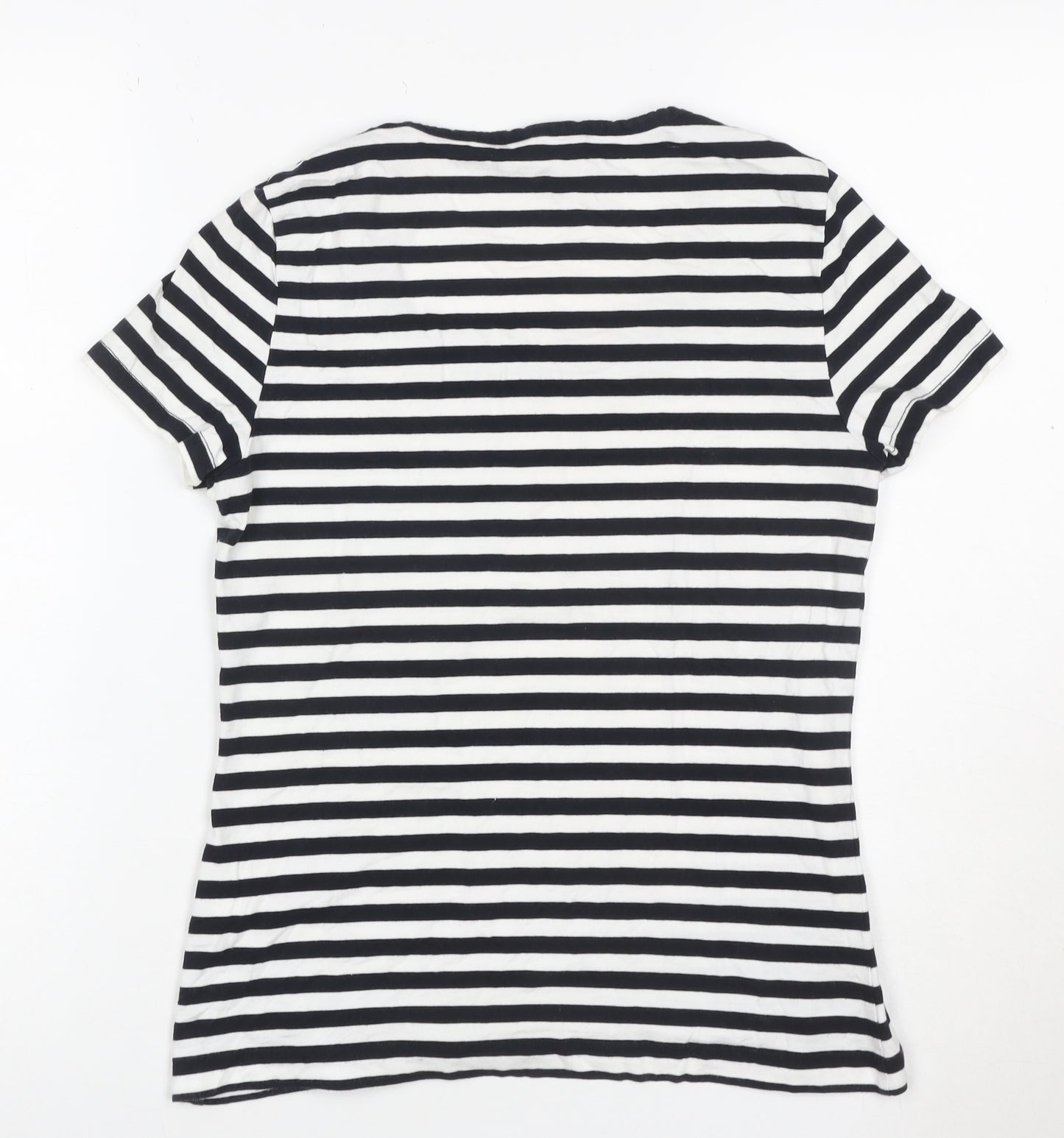 Hobbs Women’s Black White Striped Jersey T-Shirt Size S