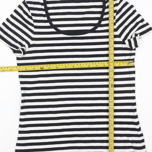 Hobbs Women’s Black White Striped Jersey T-Shirt Size S