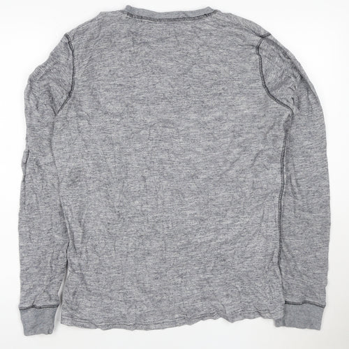 Next Men's Grey Cotton Henley Jumper Medium Long Sleeve