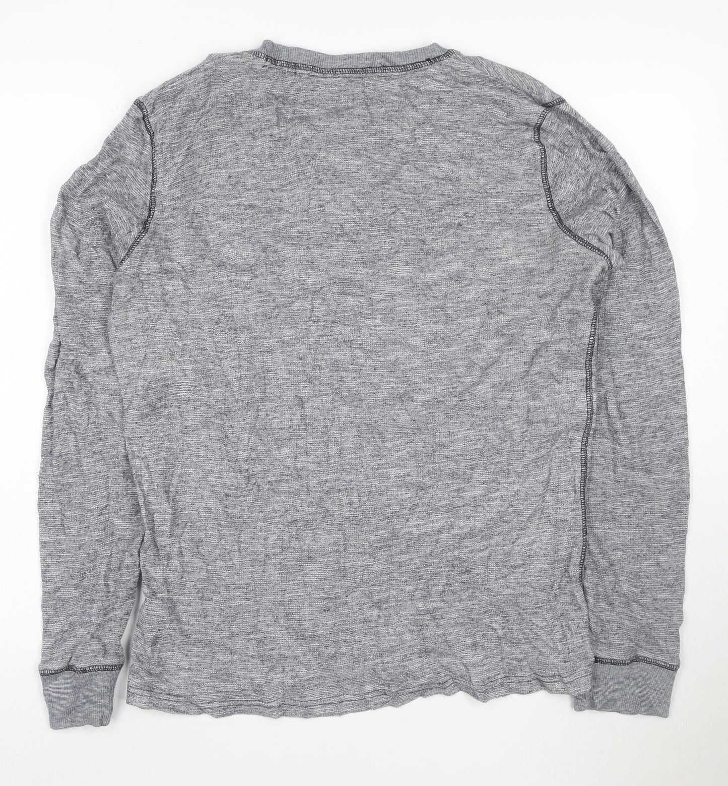 Next Men's Grey Cotton Henley Jumper Medium Long Sleeve