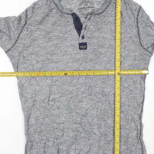 Next Men's Grey Cotton Henley Jumper Medium Long Sleeve