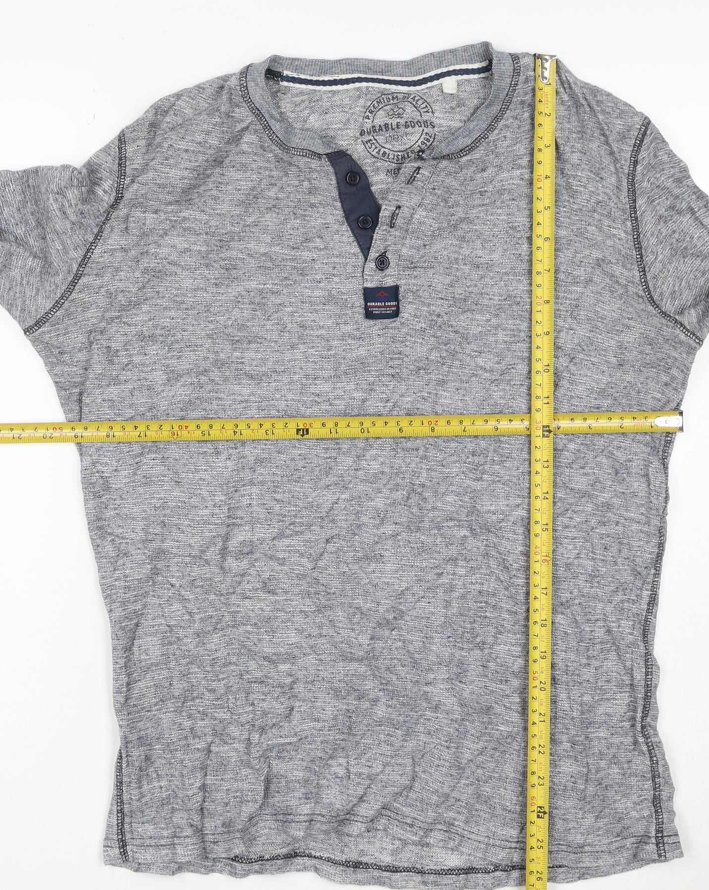 Next Men's Grey Cotton Henley Jumper Medium Long Sleeve