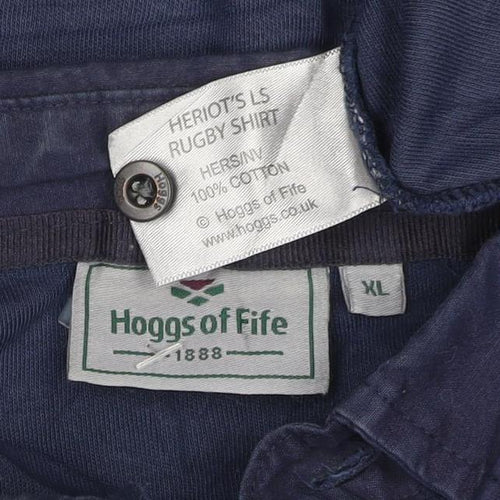 Hoggs of Fife Men's Navy Long Sleeve Cotton Polo Shirt XL