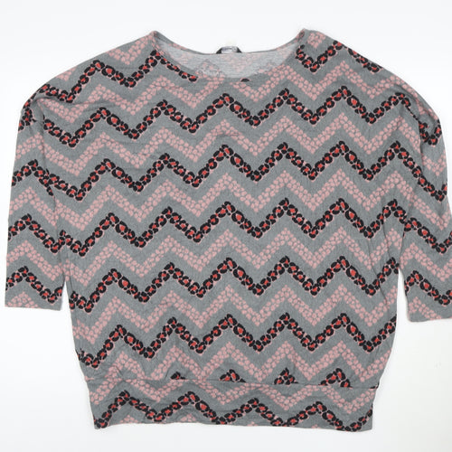 Roman Women Grey Geometric Jersey Tunic Top Size 14