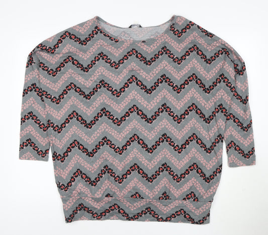 Roman Women Grey Geometric Jersey Tunic Top Size 14