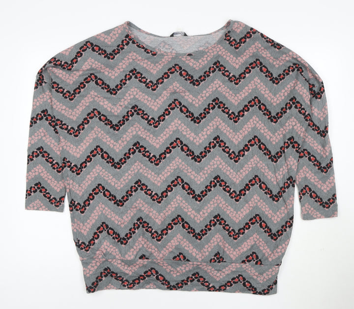 Roman Women Grey Geometric Jersey Tunic Top Size 14