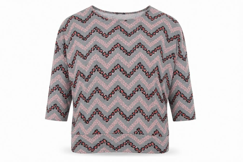 Front view of Roman Women Grey Geometric Jersey Tunic Top, size 14