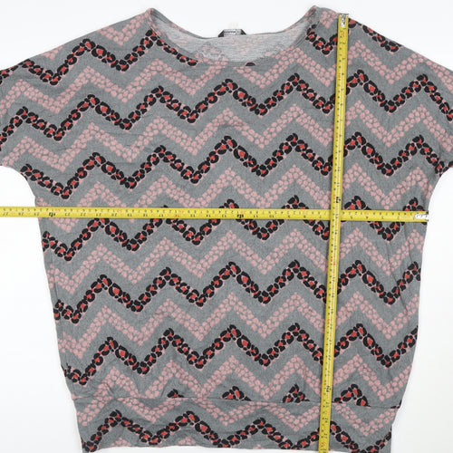 Roman Women Grey Geometric Jersey Tunic Top Size 14