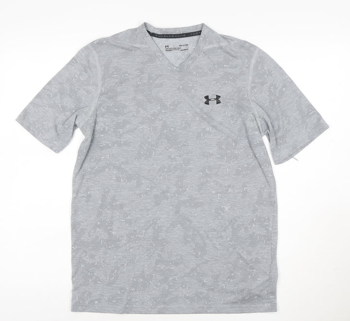 Under Armour Boys Grey Camouflage V-Neck Performance T-Shirt Size S
