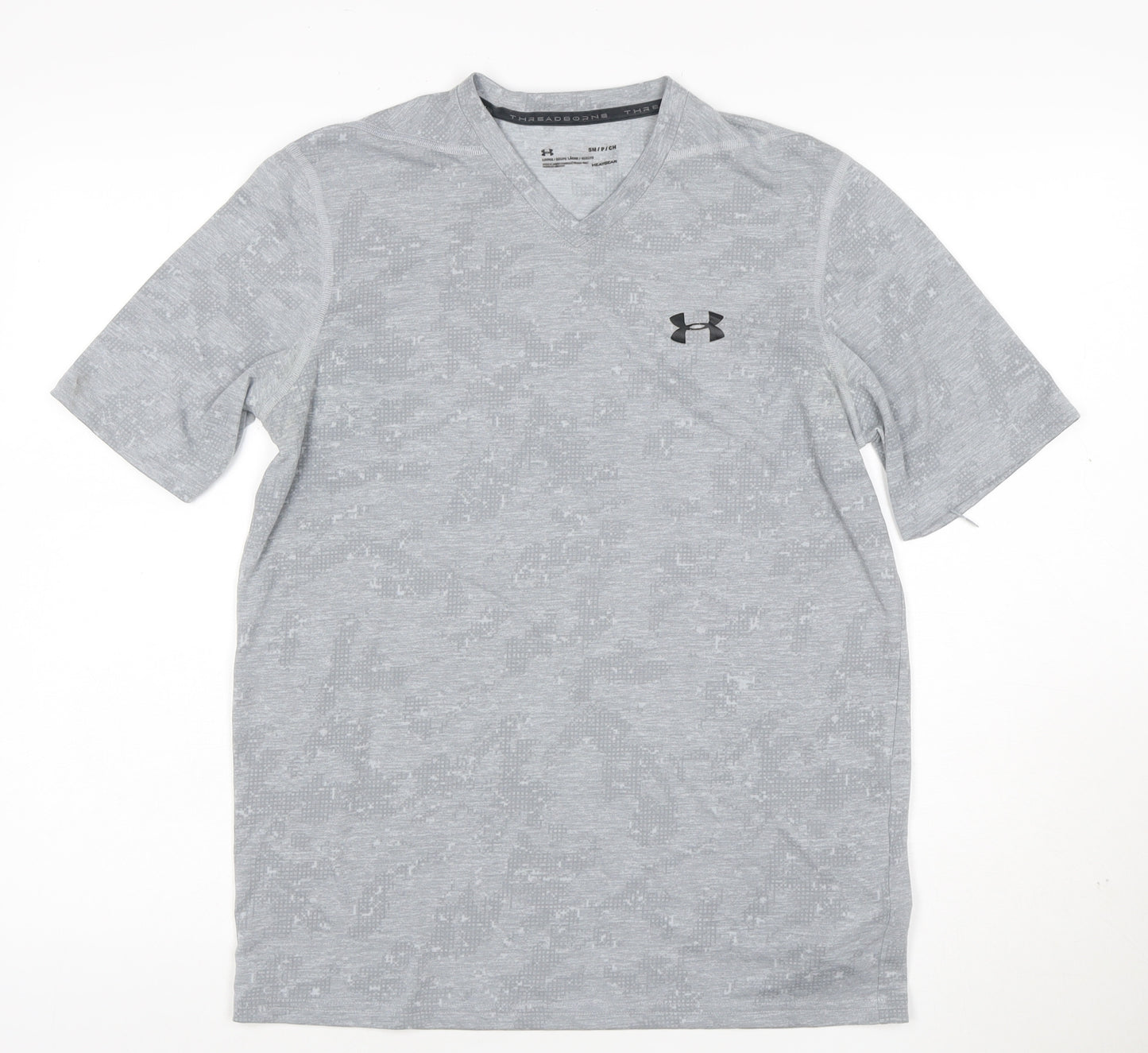 Under Armour Boys Grey Camouflage V-Neck Performance T-Shirt Size S