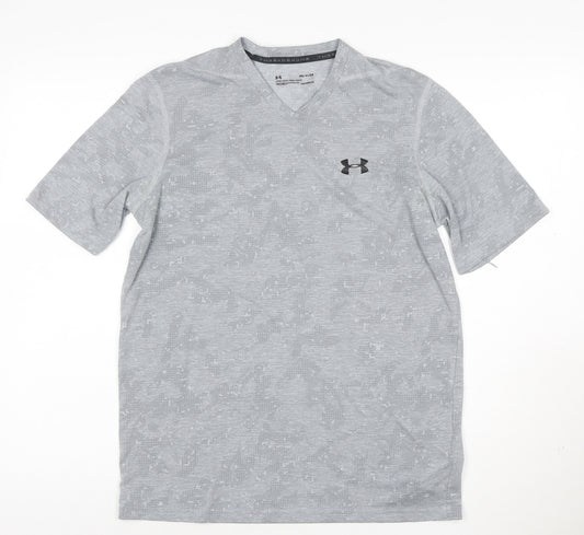 Under Armour Boys Grey Camouflage V-Neck Performance T-Shirt Size S