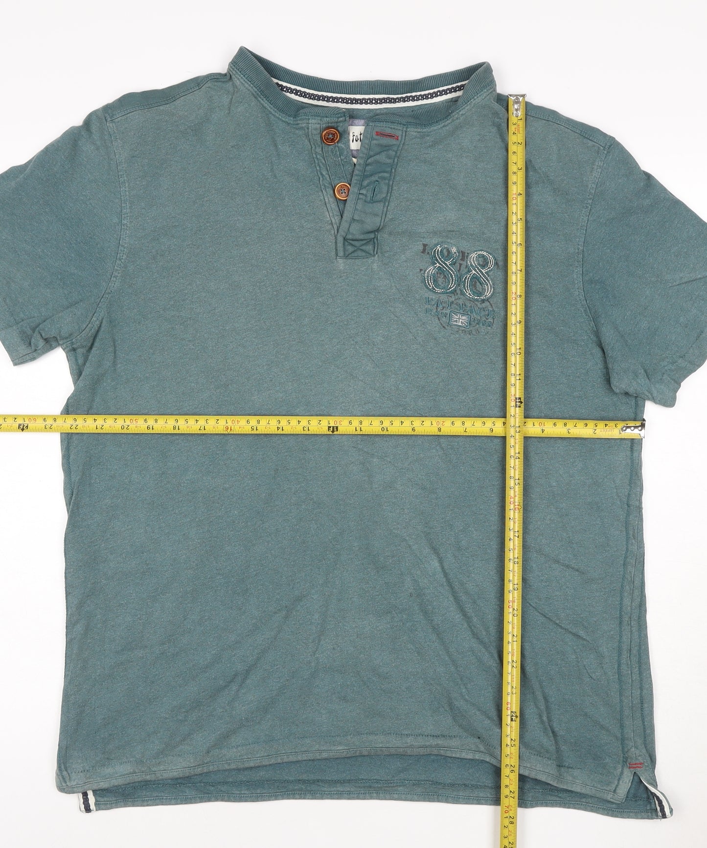 Fat Face Men’s Green Cotton Polo Shirt Size L Short Sleeve