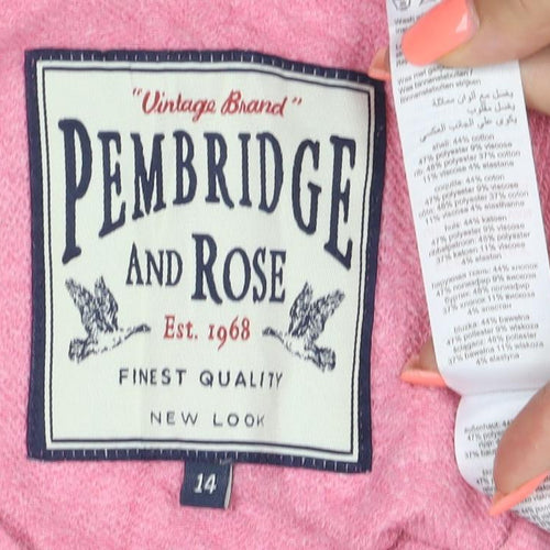 Penbridge and Rose Women's Pink Cotton Jersey Long Sleeve T-Shirt Size 14
