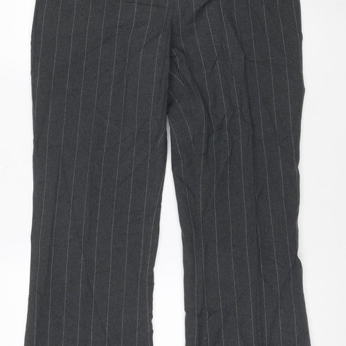 Marks and Spencer Women’s Grey Pinstripe Wide-Leg Trousers Size 10 Long