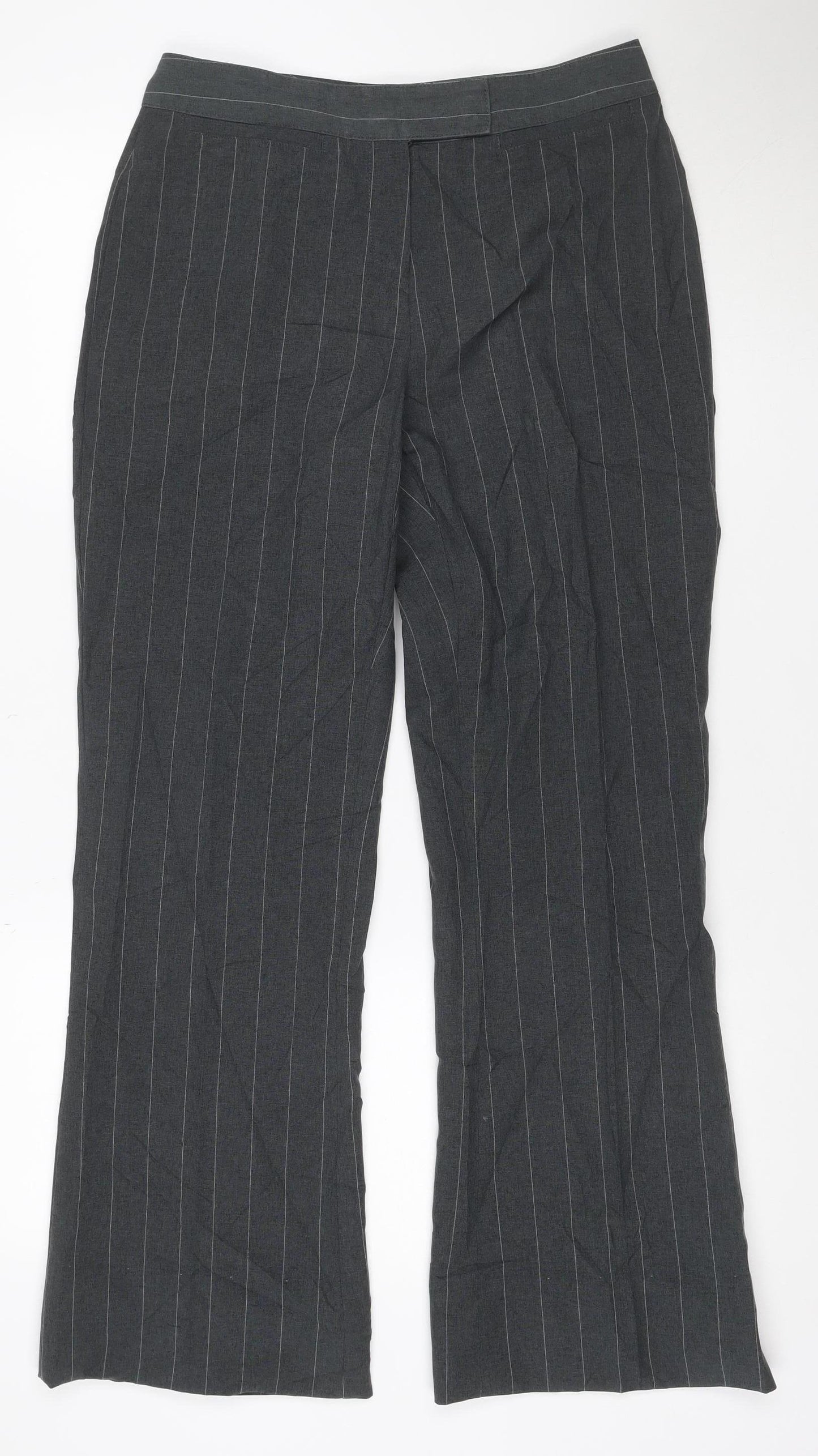 Marks and Spencer Women’s Grey Pinstripe Wide-Leg Trousers Size 10 Long