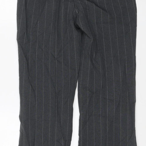 Marks and Spencer Women’s Grey Pinstripe Wide-Leg Trousers Size 10 Long