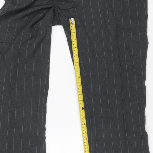 Marks and Spencer Women’s Grey Pinstripe Wide-Leg Trousers Size 10 Long
